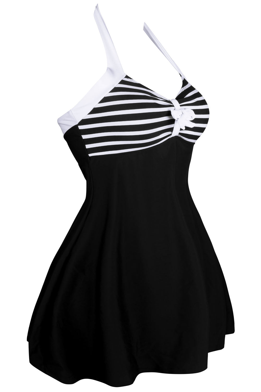 Black White Stripes One-piece Swimdress