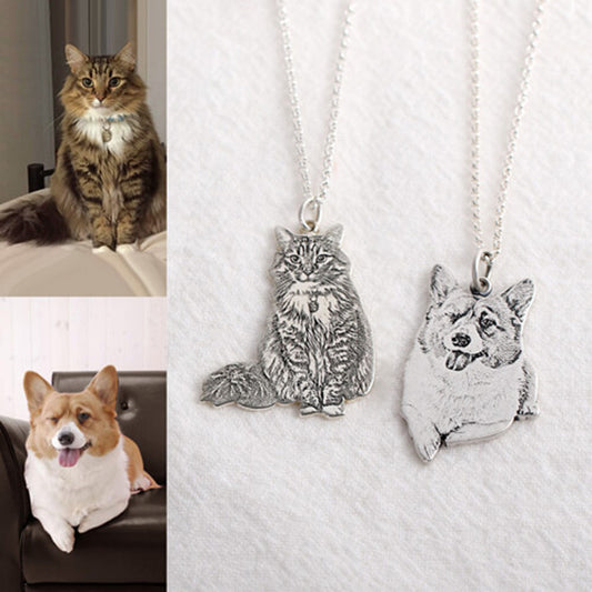 925 Silver Custom Cat And Dog Animal Photo Necklace