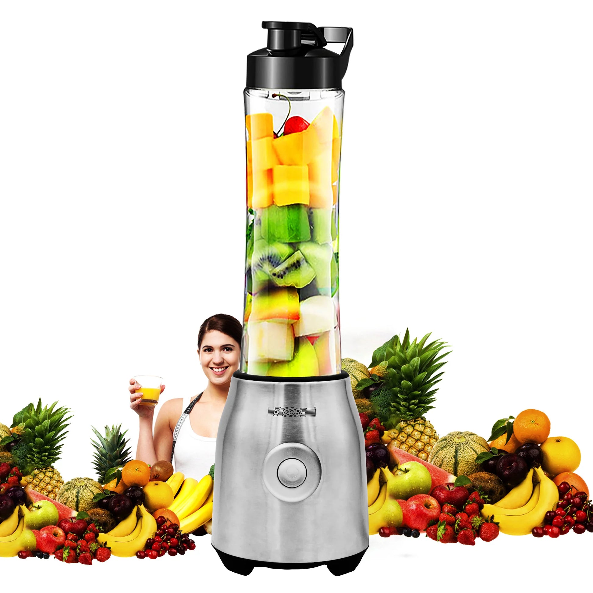 5 Core Smoothie Blender for Shakes and Smoothies, 500ml Powerful 160W  Personal Bullet Blender & Smoothie Maker with Portable Bottle BPA Free 18  Oz, 4 Stainless Steel Blade, Blenders For Smoothie 5C 42 